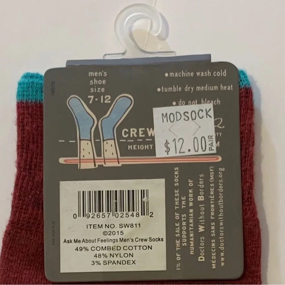 Blue Q “Ask Me About My Feelings” Socks